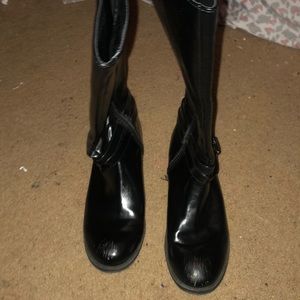 Black leather boots.
